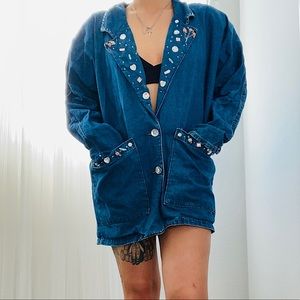 ❌SOLD❌ Vintage jean coat jacket with embellishments